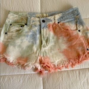 Vintage Havana Blue and Pink Tie-Dye Jean Shorts